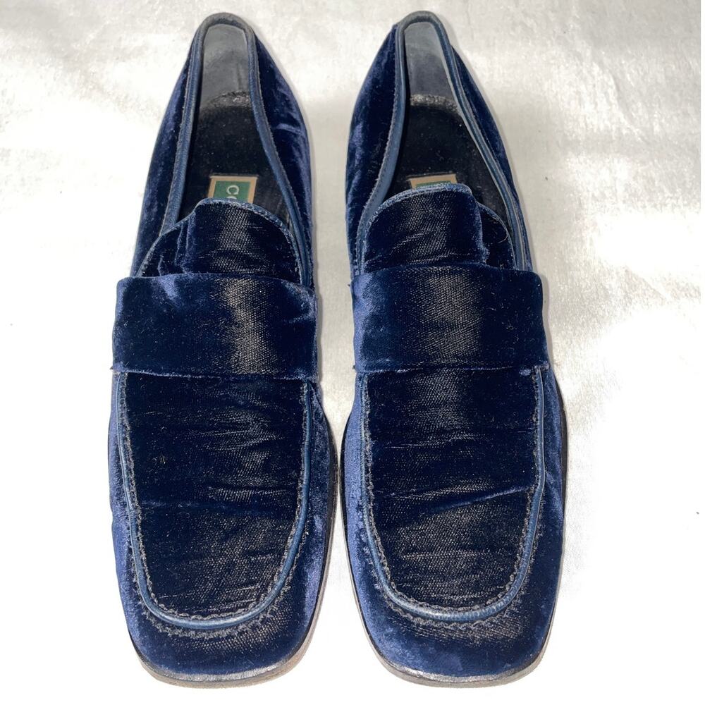 Cole Haan Blue Velvet Loafers - Women's Size 7 1/2 AA - Made in Italy